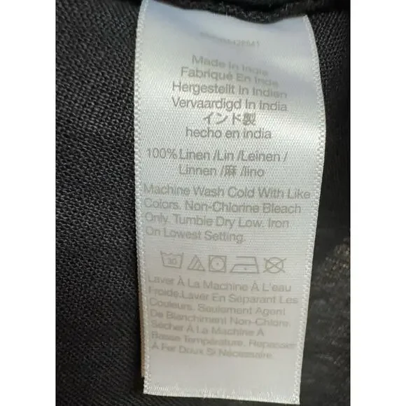 Madewell Splitneck Linen Mini Dress Black NWT Size 00 - Picture 7 of 7